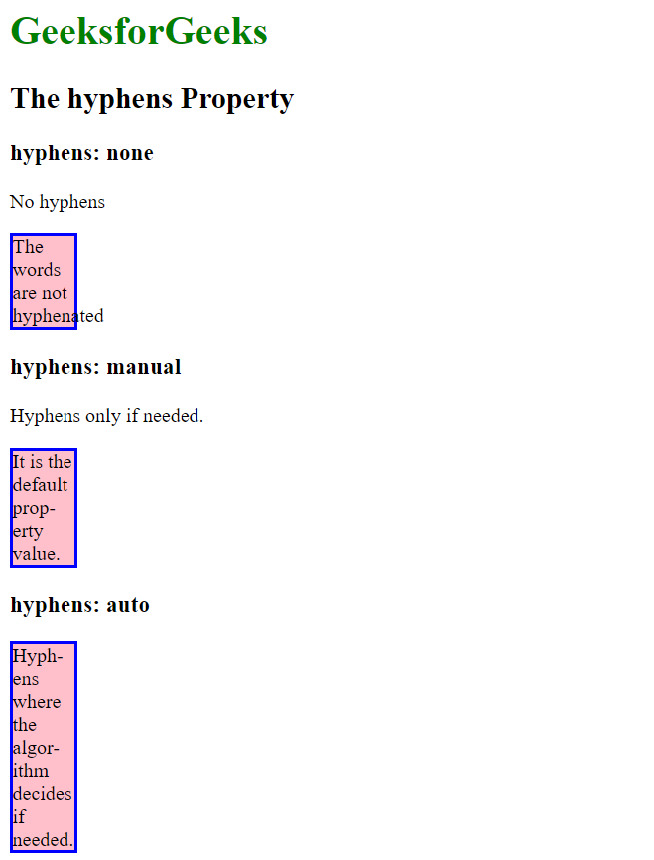 css hyphens属性用法及代码示例